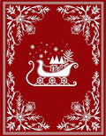 White Sleigh Snowflakes Festive Border Rug