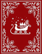White Sleigh Snowflakes Festive Border Rug