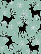 Arctic Black Reindeer Snowflakes Rug