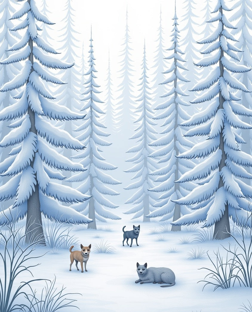 Winter Forest Animals Snowscape Scene Rug