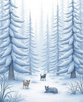 Winter Forest Animals Snowscape Scene Rug