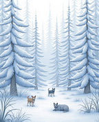 Winter Forest Animals Snowscape Scene Rug