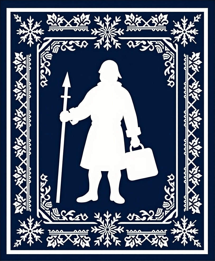 Navy White Winter Snowman Guard Rug