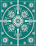 Teal White Snowflake Mandala Medallion Rug