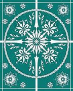Teal White Snowflake Mandala Medallion Rug