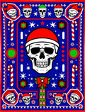 Blue Red Skull Christmas Candy Cane Rug