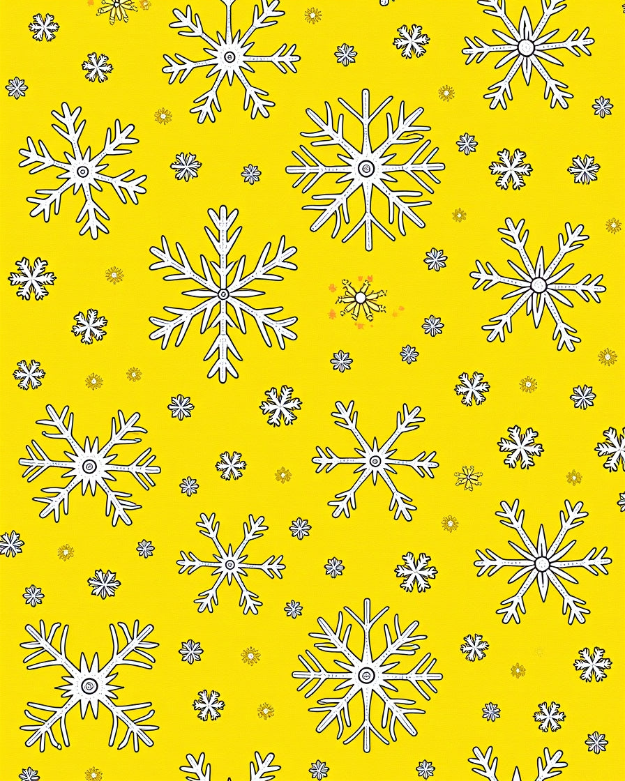 Whimsical Yellow Snowflakes Collage Rug