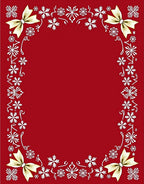 Crimson and Gold Snowflake Bow Frame Rug