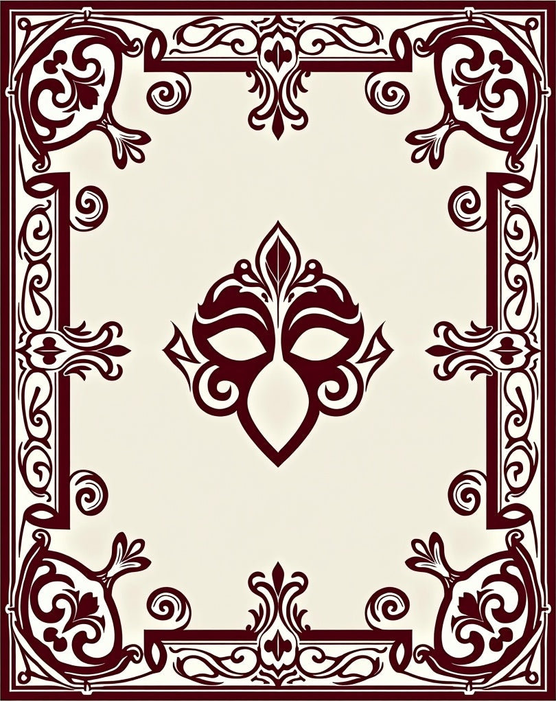 Deep Red Floral Mask Symmetry Rug