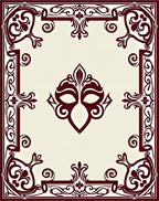 Deep Red Floral Mask Symmetry Rug