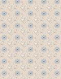 Beige Blue Floral Vine Sketch Rug
