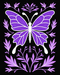 Purple Butterfly Floral Art Rug