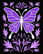 Purple Butterfly Floral Art Rug