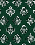 White Snowflake Diamond Dark Green Field Rug