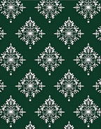 White Snowflake Diamond Dark Green Field Rug