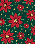 Bold Red Poinsettia Starry Green Rug