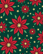 Bold Red Poinsettia Starry Green Rug