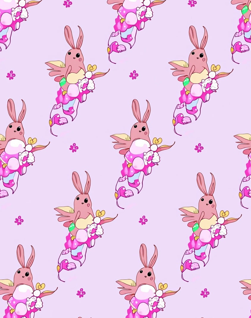 Pink Bunny Cloud Pastel Fantasy Rug