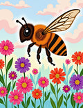 Whimsical Bee Flower Meadow Rug