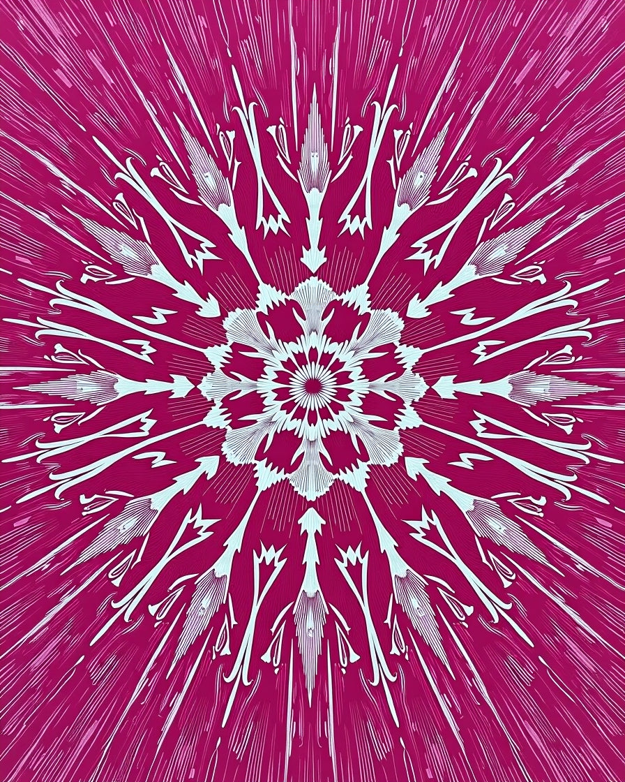Vibrant Magenta Radial Bloom Rug