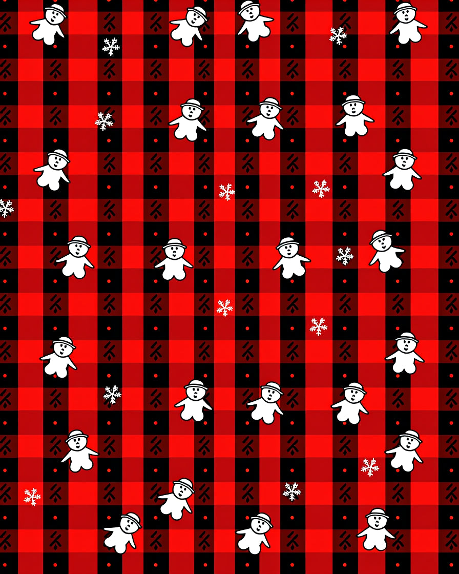 Crimson Snowmen Plaid Scatter Rug