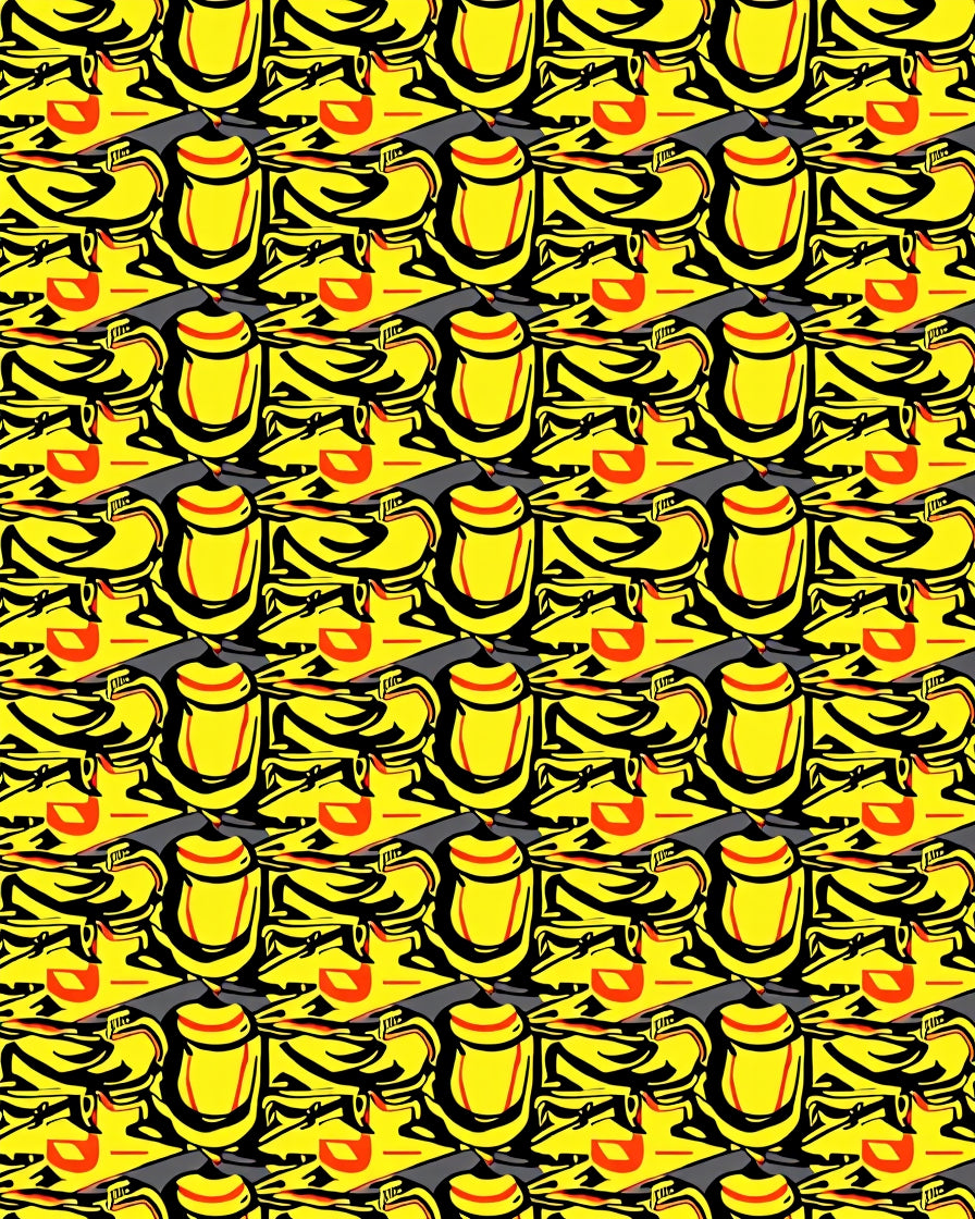 Yellow Black Red Pop Art Motif Rug
