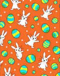 Whimsical White Bunnies Easter Eggs Orange Rug