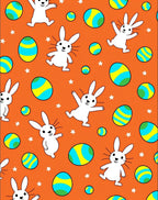 Whimsical White Bunnies Easter Eggs Orange Rug