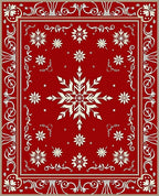 Crimson Snow Flake Medallion Border Rug
