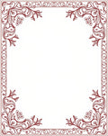 Ornate Red Art Nouveau Floral Border Rug