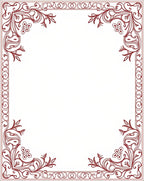 Ornate Red Art Nouveau Floral Border Rug