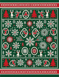 Festive Green Woodland Christmas Scene Rug