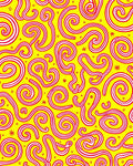 Whimsical Red Swirl Yellow Abstract Rug