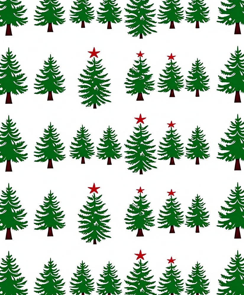 Green Christmas Trees With Red Stars Rug