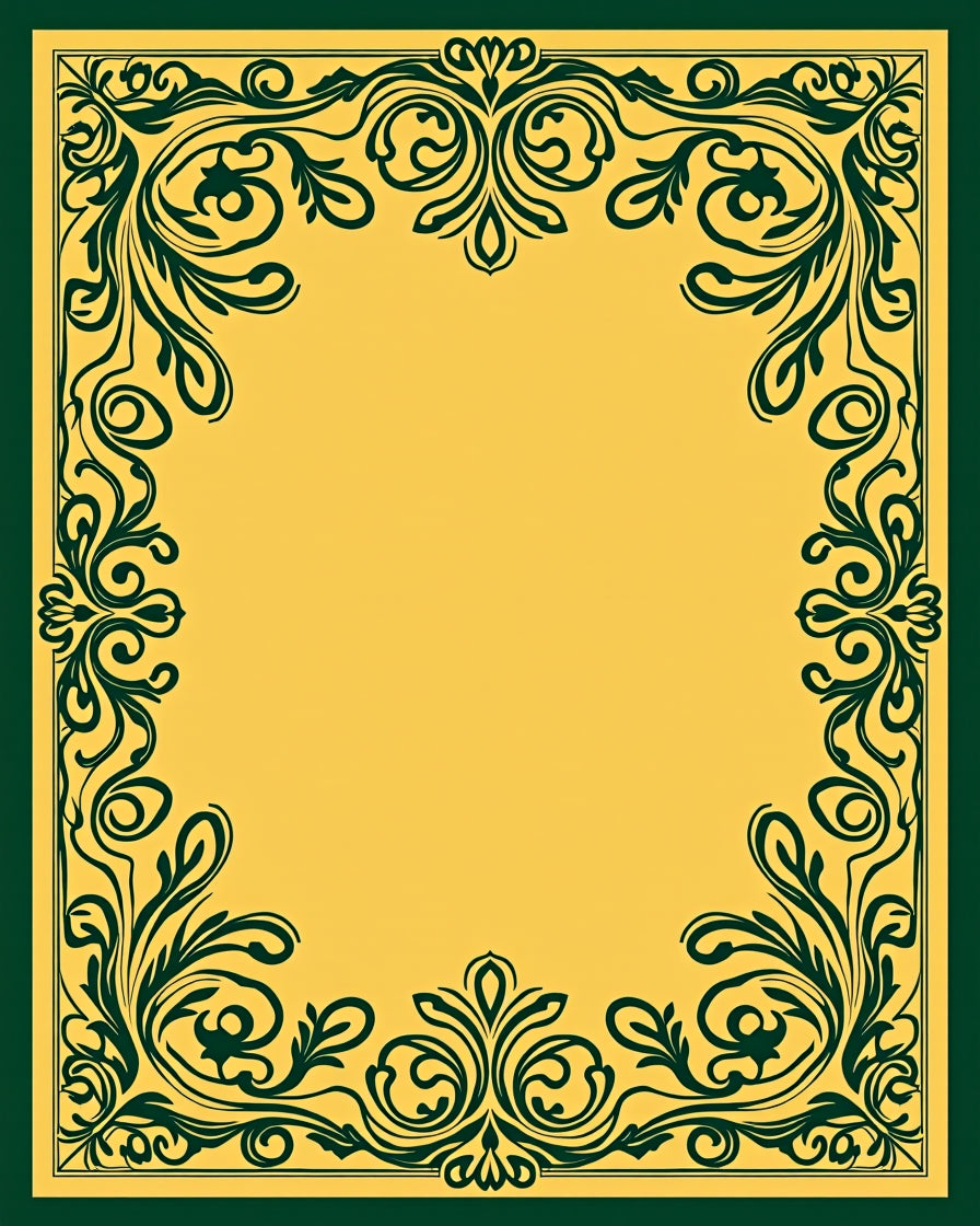Classic Emerald Scrollwork Gold Rug