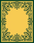 Classic Emerald Scrollwork Gold Rug