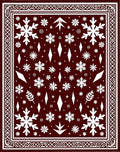 Deep Red Snowflake Winter Wonderland Rug