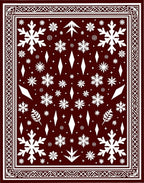 Deep Red Snowflake Winter Wonderland Rug