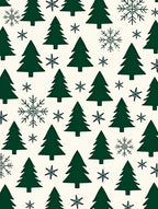 Dark Green Evergreen Snowflake Repeat Rug