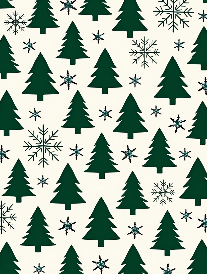 Dark Green Evergreen Snowflake Repeat Rug