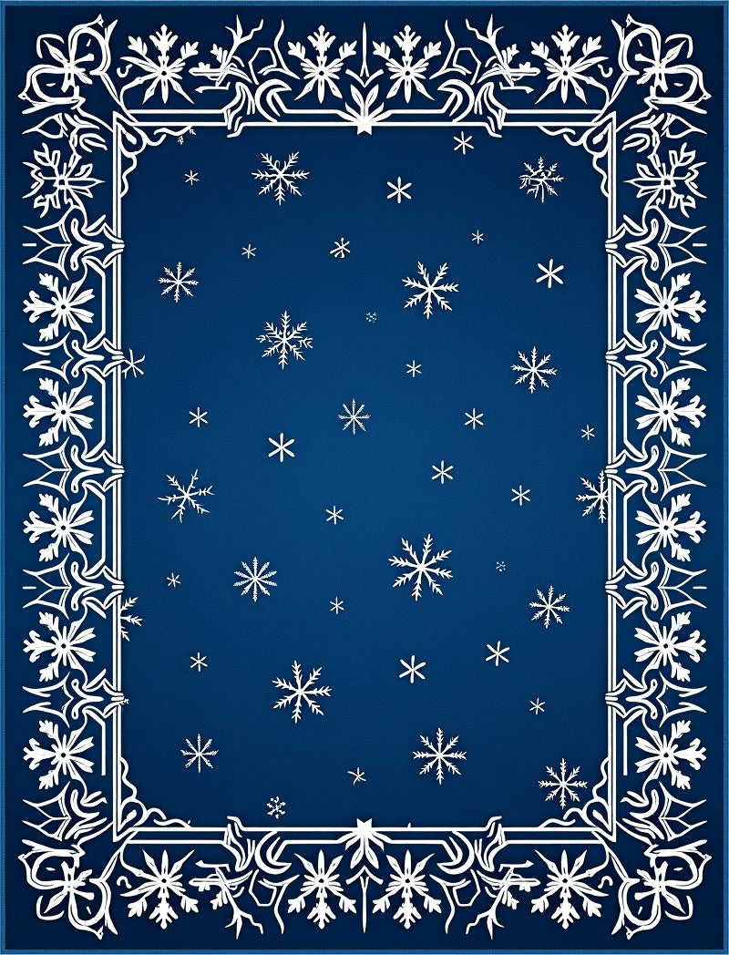 Classic White Snowflake Border Rug