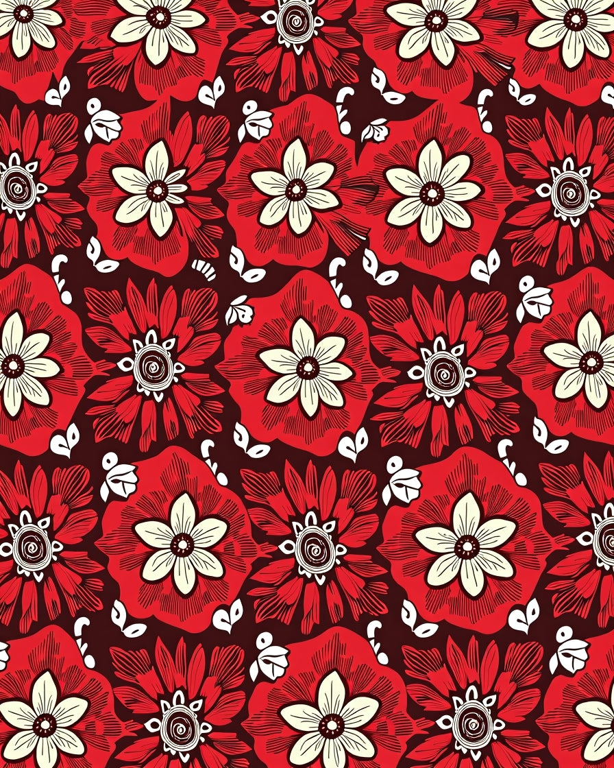 Bold Red Floral Garden Bloom Rug