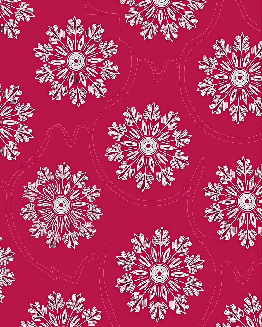 Crimson Snowflake Medallion Repeats Rug