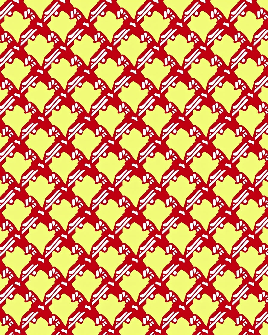 Crimson Yellow Lattice Contemporary Geometric Rug