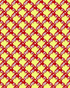 Crimson Yellow Lattice Contemporary Geometric Rug