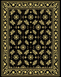 Black and Gold Floral Medallion Border Rug