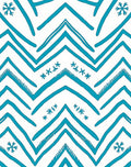 Teal Blue Chevron Snowflake Accents Rug