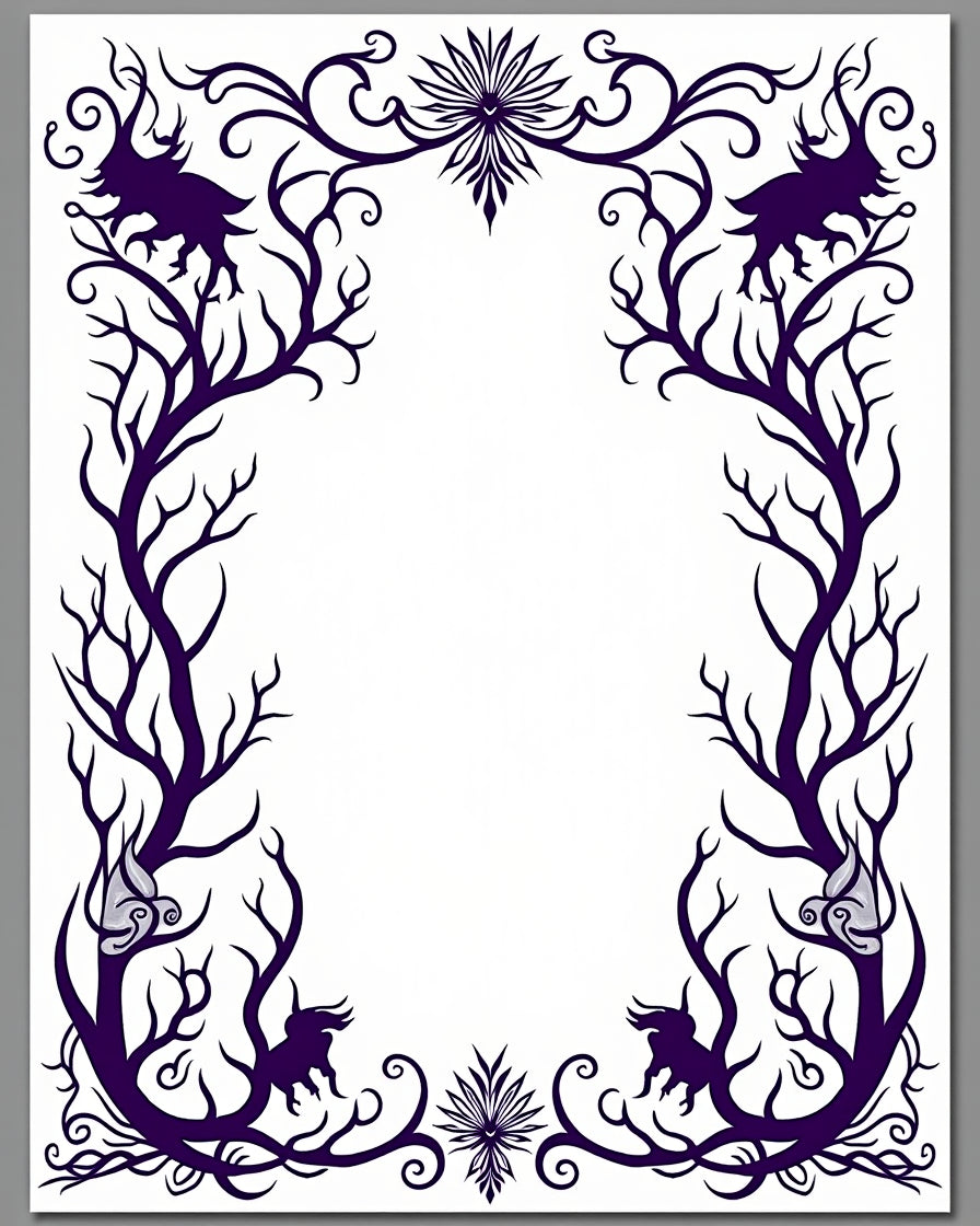 Dark Purple Gothic Forest Creatures Rug