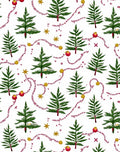 Green Pine Trees Red Garland Stars Rug