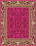 Crimson Pink Floral Damask Frame Rug